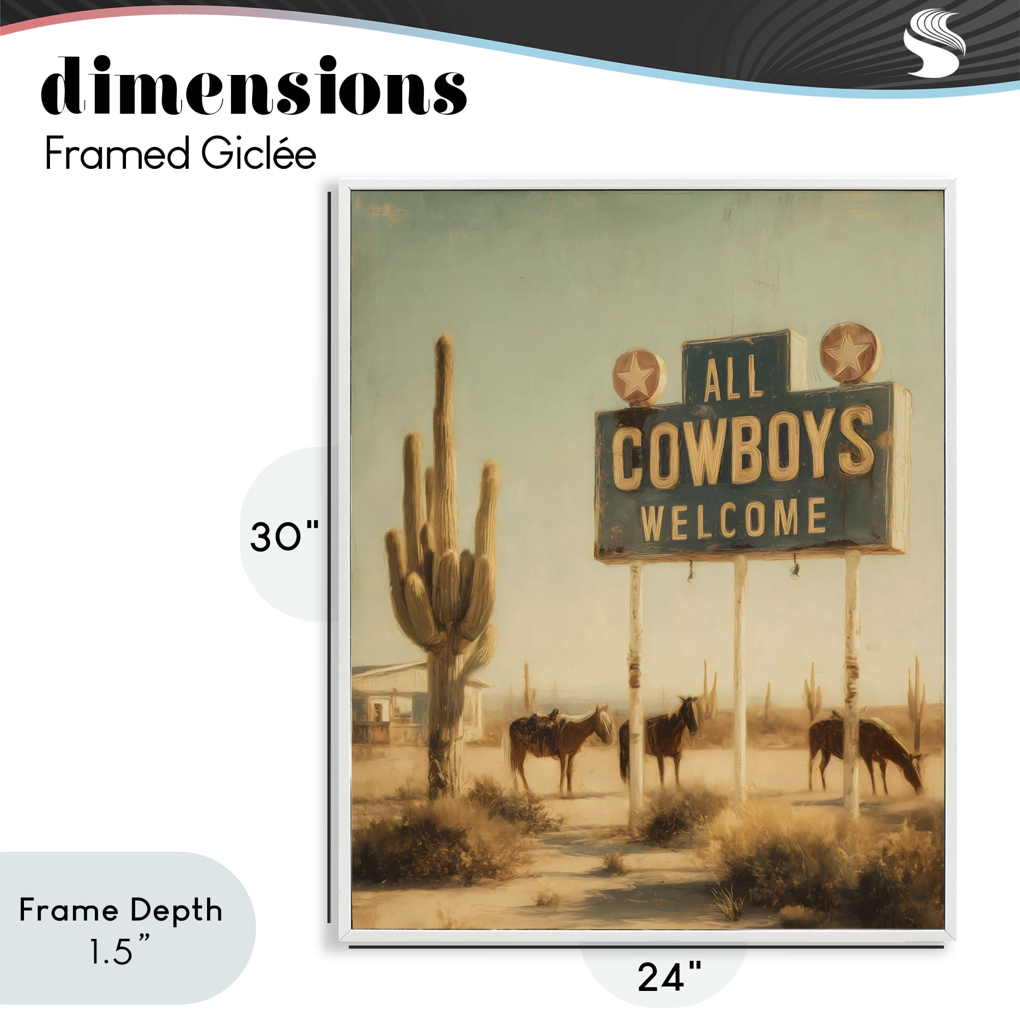Stupell Industries All Cowboys Welcome Desert White Framed Giclee Art, design by Arlington Prints