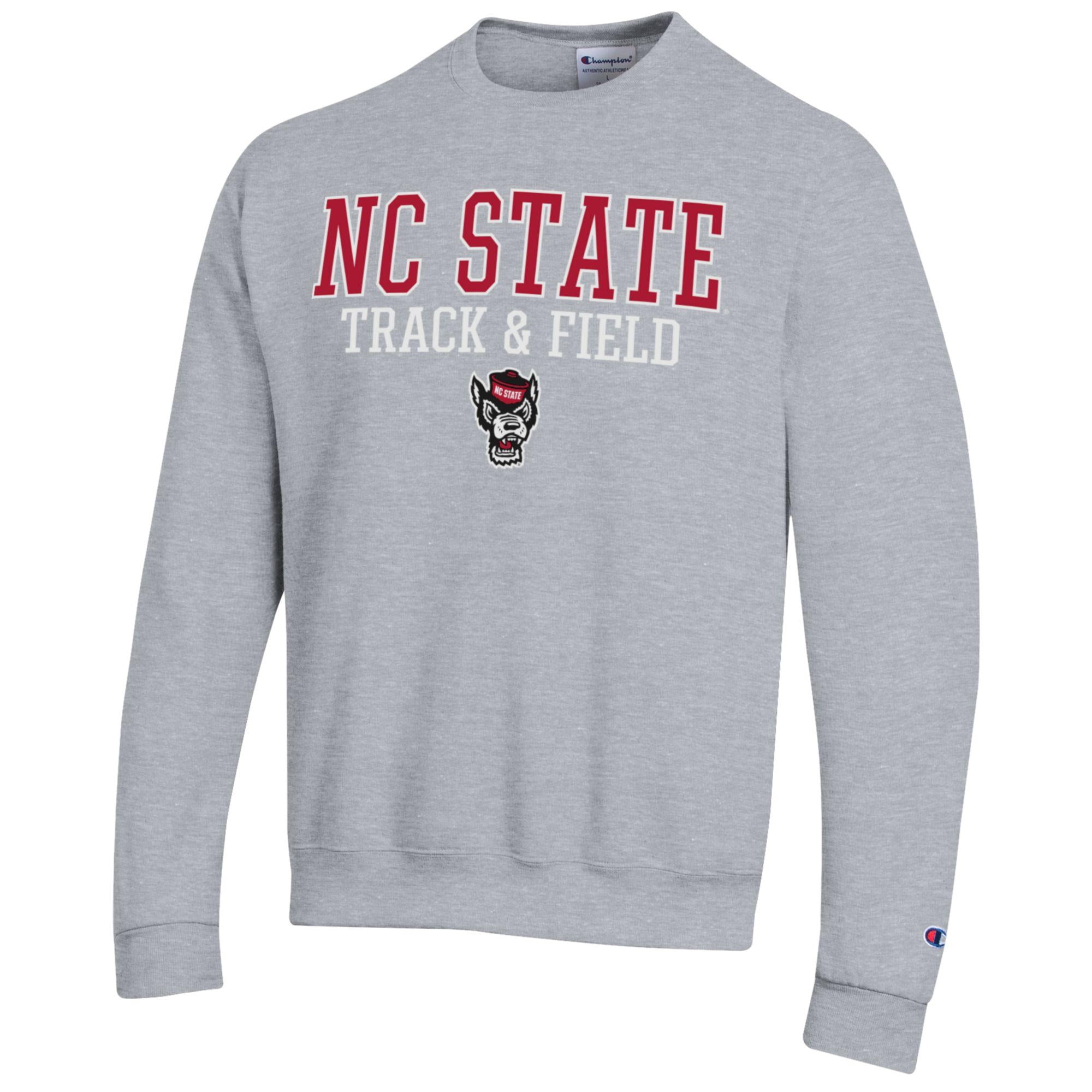 Men's Champion  Gray NC State Wolfpack Track & Field Stack Powerblend Pullover Sweatshirt