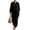 Black, variant on Szluipve 2 Piece Sets for Women Velvet 2 Piece Outfits Collared Half‑Button Lantern Long Sleeve Top Elastic Cuff Jogger Pants Set Casual Loose Matching Loungewear Suit With Pockets Sky Blue XL