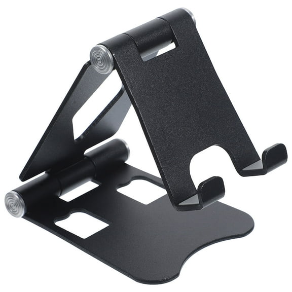 Soimiss Aluminum Alloy Phone Stand for Home with Adjustable Foldable Design and Silicone Pad in Black