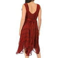 thumbnail image 2 of Sakkas Sundara Stonewashed Rayon Embroidered Mid Length Dress - Red - 1X/2X, 2 of 5