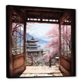 thumbnail image 2 of Designart "Floral Japanese Panorama Windows in Pink" Landscapes Framed Wall Art - Pink Japan Entryway Framed Wall Art, 2 of 6
