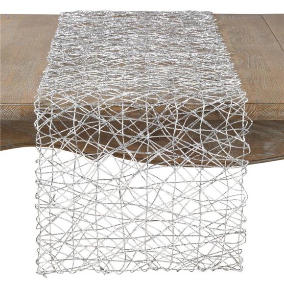 Saro Lifestyle Contemporary 16 x 72 in. Rectangle Wire Nest Design Runner Silver