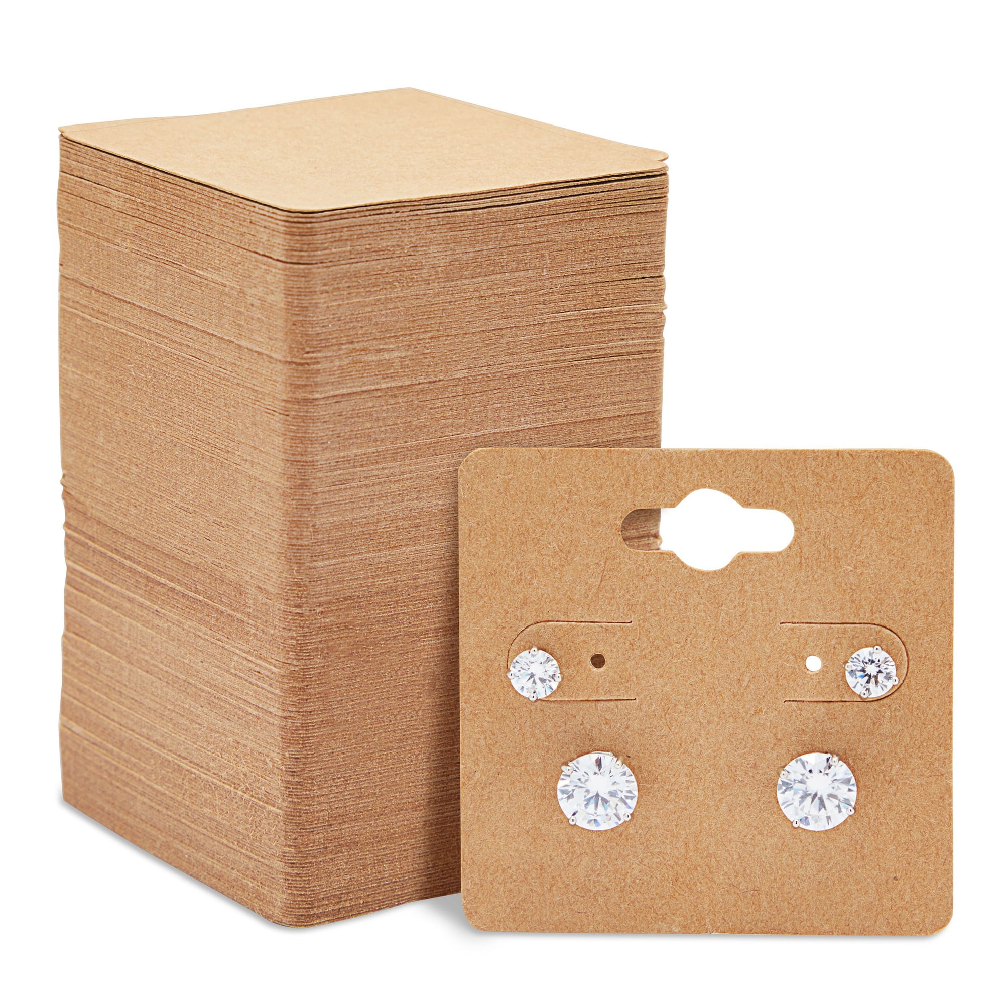 200 Bulk Pack Kraft Paper Earring Cards for Selling Jewelry, Necklaces,  Studs, and Pre-Cut Holes, Perfect for Small Business, Retail, and Boutique  Display (2x2 in) 