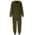 thumbnail image 6 of GaThRRgYP Womens Plus Size Pants Clearance,Women's Fashion Hooded Button Rompers Solid Casual Long Sleeve Pocket Jumpsuit, 6 of 8