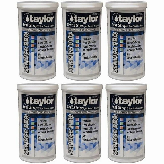 Taylor Water Technologies S-1451-6 Service Pro Test Strips for Free Chlorine, Total Chlorine-Bromine, pH & Alkalinity