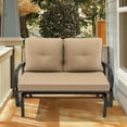 thumbnail image 3 of Costway Patio 2-Person Glider Bench Rocking Loveseat Cushioned Armrest Beige, 3 of 8