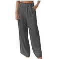 Yuwull Womens Pants Flowy Pants Casual Loose Wide Leg Linen Pants for