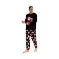 thumbnail image 3 of Family Christmas Pajamas Matching Sets – Black Long Sleeve Tops and Pants with Santa Claus and Reindeer Print, Festive Holiday Sleepwear Outfits for Couples and Families, 3 of 5