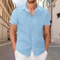 thumbnail image 1 of pstuiky Camisas casuales de manga corta para hombre, Camisa informal de verano para hombre, de color liso, de manga corta y con solapa y botones. camisas casuales para hombre l, 1 of 6