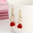 thumbnail image 3 of Jiaroswwei Women Fashion Red Rose Drop Rhinestone Spiral Dangle Hook Earrings Jewelry Gift, 3 of 5