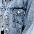 thumbnail image 3 of Chaqueta vaquera Vintage para mujer, Tops informales de manga larga, cuello vuelto, prendas de vestir, abrigo corto suelto para mujer, primavera y otoño, 3 of 4