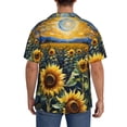 thumbnail image 3 of Sikiie Starry Sky Moon Sunflower Men's Wrinkle Free Untucked Cuban Shirt Business Casual Button Down Shirts Short Sleeve Shirt3X-Large, 3 of 5