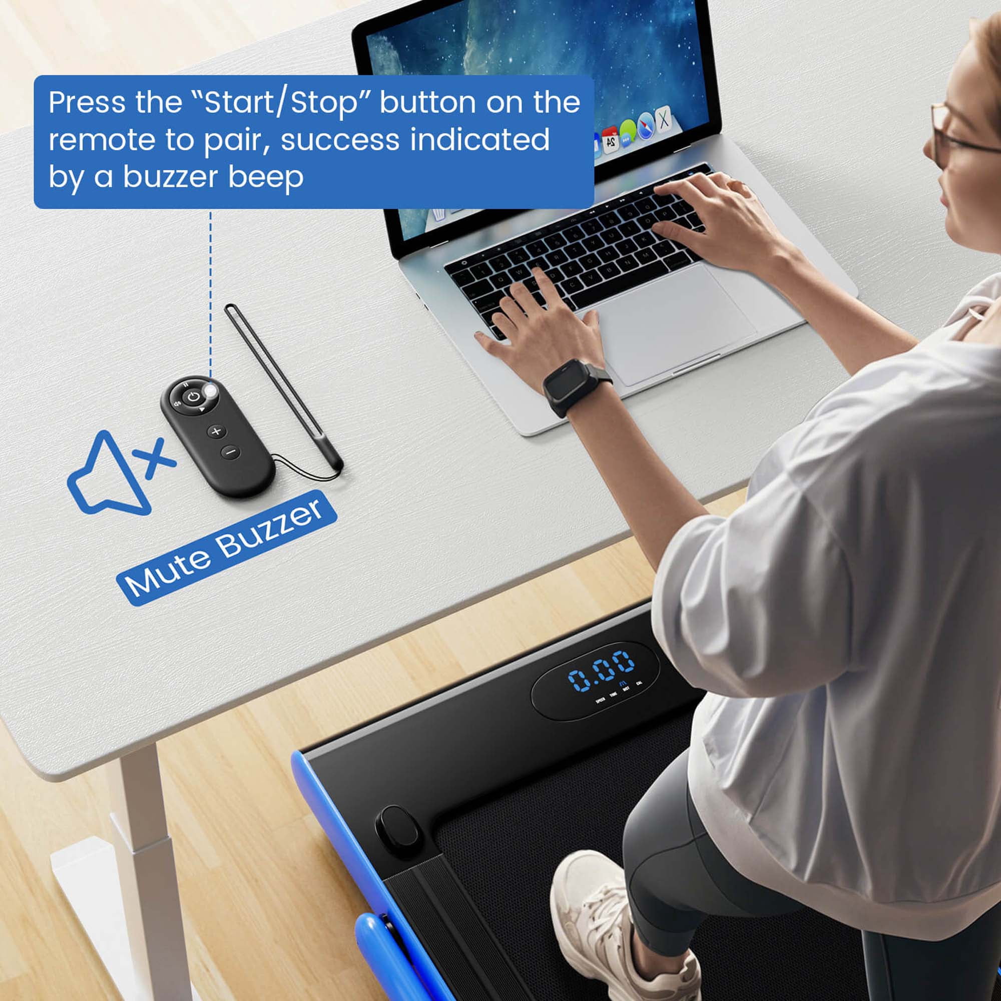 Costway 3-in-1 Folding Treadmill with Smart Apps Remote Control LED Display and Speakers Blue