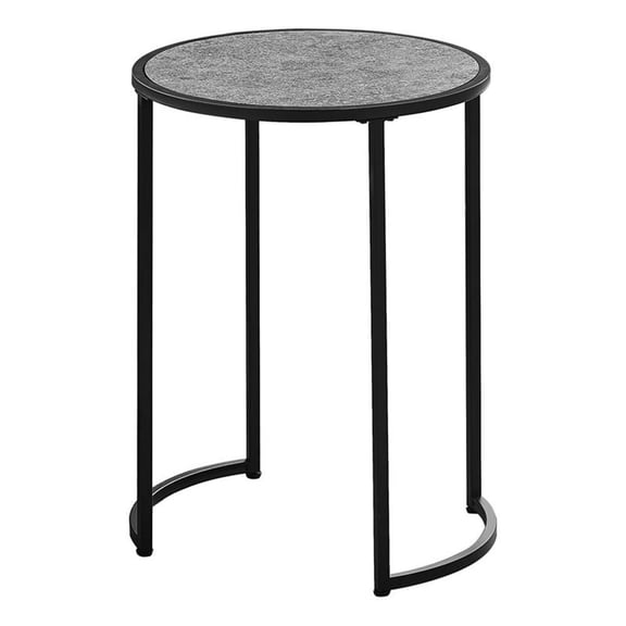 Pemberly Row 18.25" Round Accent Table with U-Shaped Base in Gray Stone