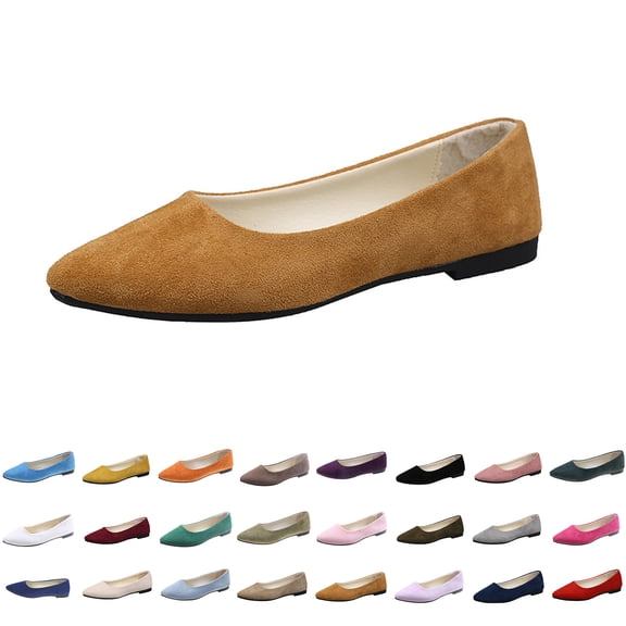Flat Shoes for Women Slip On Comfortable Walking Ballerina Shoes Ladies Cute Ballet Flats Pumps Low Wedge Dolly Shoes Brown 43