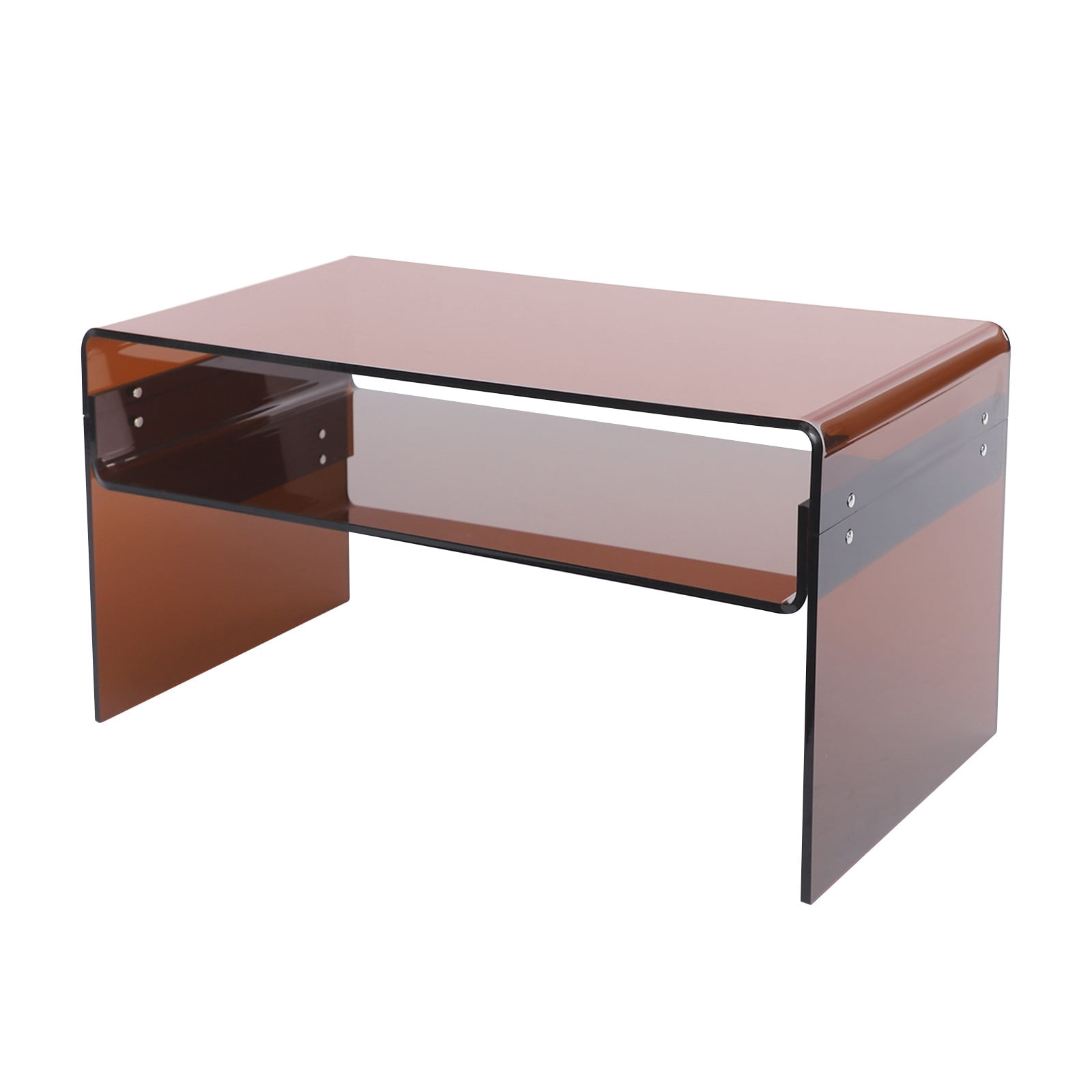 Acrylic Coffee Table 2 Tiers Living Room Side End Tea Table with Storage Shelf