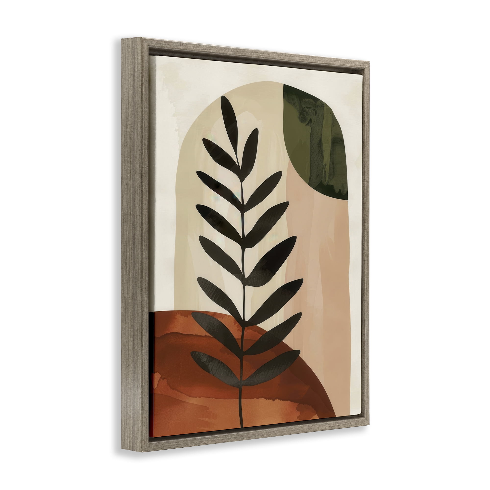 Stupell Industries Fern Strand Neutrals Plants & Flowers Painting Brown Floater Framed Canvas Art Print Wall Art, 25 x 31