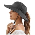 thumbnail image 2 of Lispipm Women Men Sun Hats with Wide Brim for Summer Outdoor Mesh Breathable Fishing Hat Camping Hiking Caps for Vacation Black, 2 of 6