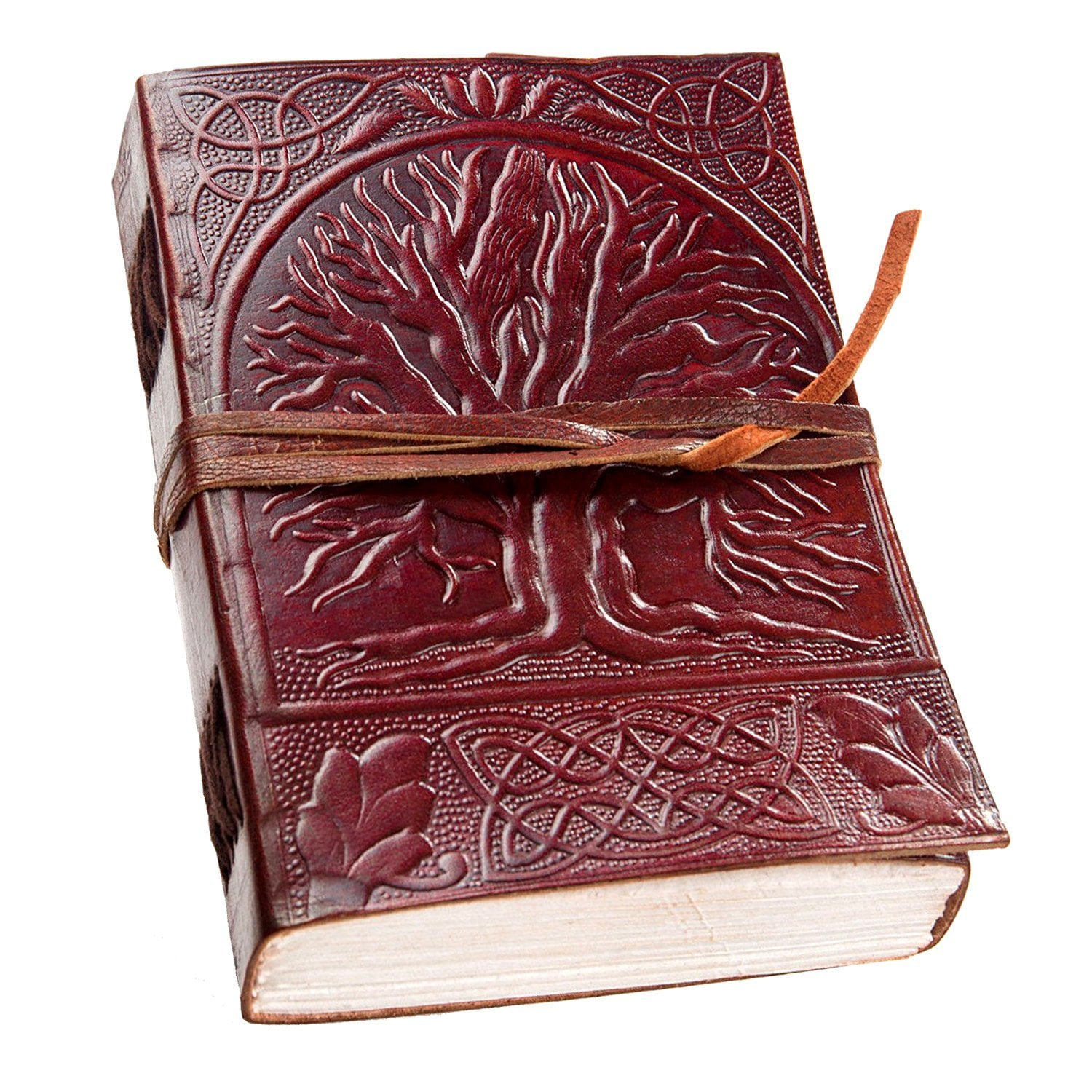 Tree Of Life Leather Bound Notebook Journal , 200 Unlined Pages Handmade Paper Size 7 Inch