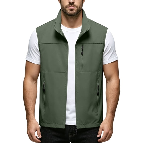 Yungyresw Quick Dry Vest Lightweight Fishing Vest Sleeveless Outdoor Vest Stand Collar for Fishing Hiking