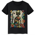 thumbnail image 5 of Ropa infantil con estampado de calavera de gato, camiseta de algodón de verano para niños y niñas, ropa infantil personalizada de manga corta negra, 5 of 5