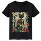thumbnail image 5 of Ropa infantil con estampado de calavera de gato, camiseta de algodón de verano para niños y niñas, ropa infantil personalizada de manga corta negra, 5 of 5