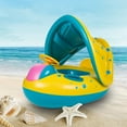 thumbnail image 4 of Yanxiao Inflatable Baby Pool Float, 28.7" Baby Float Pool Toys with Canopy & Safety Handles & Steering Wheel, Baby Swimming Infant Pool Float Beach Toys, Baby Swim Float for 6-36 Months Boys & Girls, 4 of 9