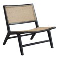 thumbnail image 2 of veasfak Wood Frame Handwoven Rattan Lounge Chair Multipurpose for Balcony 63x70x73cm Black, 2 of 9