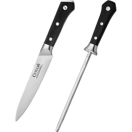 

Utility Knife & Sharpening Rod– Forged High Carbon German Steel – Full Tang & Razor Sharp – Ergonomic Handle Design – Artisan Series