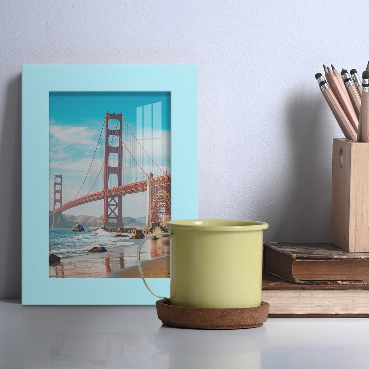 Modern 4 in. x 6 in. Light Blue Picture Frame (Set of 4)