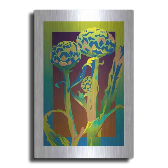 Luxe Metal Art 'Artichoke' by David Chestnutt, Metal Wall Art, 12"x16"