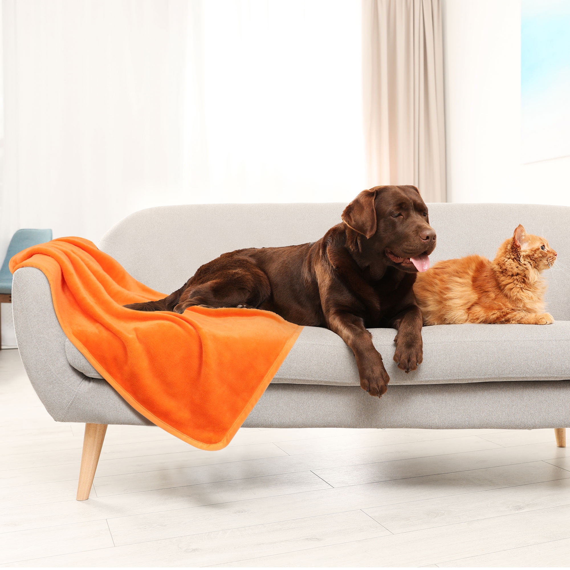Unique Bargains Flannel Fleece Blanket Soft Luxury Hemmed Orange 23"x30"