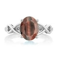 thumbnail image 2 of Gem Stone King 1.56 Ct Oval Red Tiger Eye White Diamond 925 Sterling Silver Ring (Size 9), 2 of 4