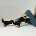 thumbnail image 4 of Vintage Suede Knee High Boots for Women Chunky Heeled Fleece Lined Long Winter Boots Round Toe Plush Riding Booties Black Size 8, 4 of 7