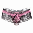 thumbnail image 1 of Tangas de malla con encaje floral, bragas con lazo y entrepierna abierta con perlas artificiales, lencería y ropa interior sexy para mujer, 1 of 5