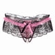 thumbnail image 1 of Tangas de malla con encaje floral, bragas con lazo y entrepierna abierta con perlas artificiales, lencería y ropa interior sexy para mujer, 1 of 5