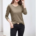 thumbnail image 2 of ShomPort Comfortable Tops for Women Basic Round Neck Long Sleeve T-Shirt Solid Color Pullovers, 2 of 2