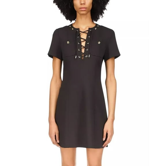 MICHAEL Michael Kors Womens Lace Up Mod Dress Size 0 Black