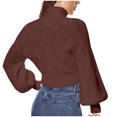 thumbnail image 3 of cfhntfmh Women Fall Fashion Sweaters Turtleneck Lantern Long Sleeve Crop Pullover Loose Dressy Casual Knit Tops, 3 of 6