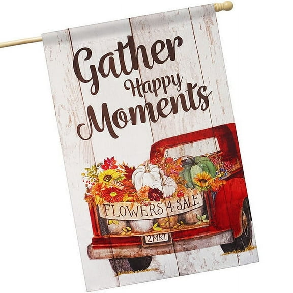 G128 House Flag Fall Decoration Gather Happy Moments Flower Truck 28"x40"