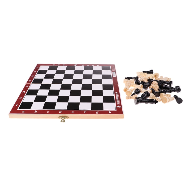 Folding Wooden Travel International Chess Game Board Set 21.2x21.2cm 