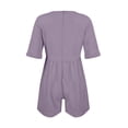 thumbnail image 5 of Dwaogom Women's Casual V-Neck Solid Short Sleeve Pockets Jumpsuit Shorts Women's High Waist Booty Scrunch Butt Lift Leggings Pinkpants, 5 of 8