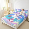 thumbnail image 4 of Castle Fairy Rainbow Unicorn 4-Piece Full Size Sheets,Skating Animal Bed Sheets,Starry Sky Lightweight Sheet Sets,Breathable Cartoon Home Decor, 4 of 7
