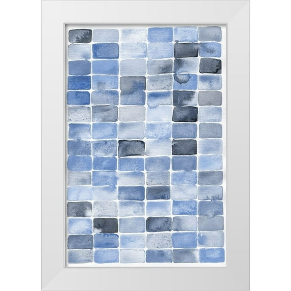Fay, Mela 23x32 White Modern Wood Framed Museum Art Print Titled - Blue Abstract