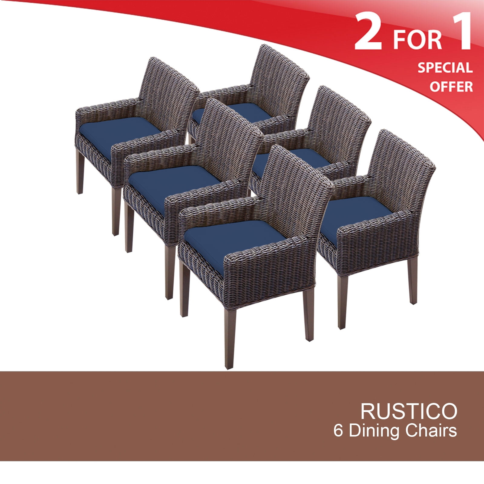 6 Rustico Dining Chairs With Arms