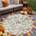 thumbnail image 4 of Green Retro Floral Washable Round Area Rug 5 ft, Farmhouse , Soft Non Slip Rugs Stain Repellent Indoor Felt Carpet for Living Dining Room Bedroom Home Office, 4 of 9