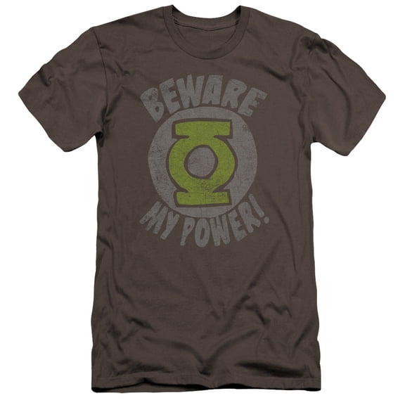 Green Lantern Beware Premium Canvas Adult Slim Fit 30/1 T-Shirt Charcoal