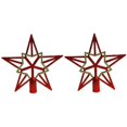 thumbnail image 1 of Bienvenido 2 piezas de estrella para la punta del árbol de Navidad, estrella dorada con purpurina, decoración para el árbol de Navidad (rojo + dorado), aprox. 19 cm, 1 of 7