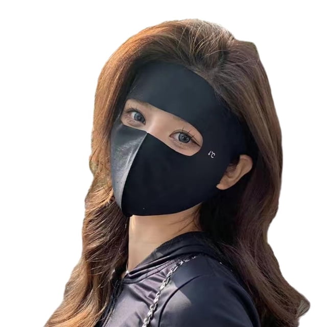Breathable Sunscreen Mask With Hat Brim Ice Silk Sunshade Men Women Cycling Cover Full Face